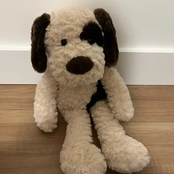 Plush Dog Toy - Cream and Brown - Picture 2 of 5